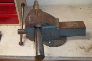 Steel bar in a vice